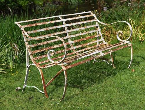 A REGENCY STRAPWORK IRON BENCH, EARLY 19TH CENTURY