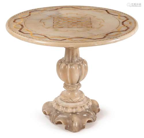 AN ITALIAN ALABASTER AND INLAID CENTRE TABLE, SECOND HALF 19...