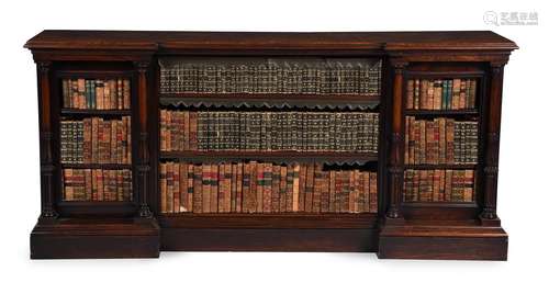 Y A WILLIAM IV AMBOYNA AND ROSEWOOD OPEN BOOKCASE, CIRCA 183...