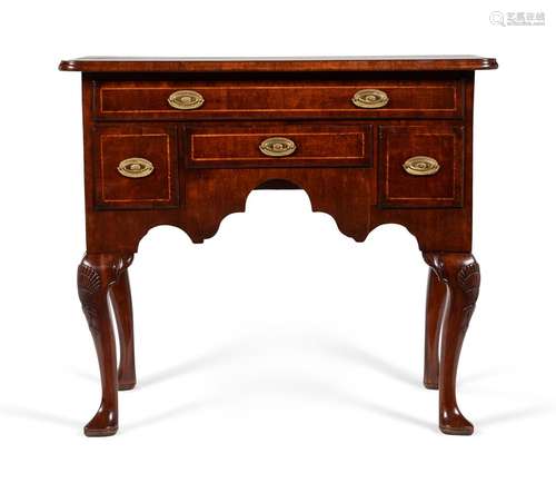 A GEORGE II MAHOGANY AND ASH BANDED SIDE TABLE OR LOWBOY, CI...