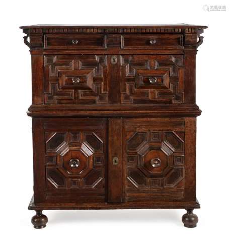 A CHARLES II OAK AND SNAKEWOOD CHEST OF DRAWERS, CIRCA 1680