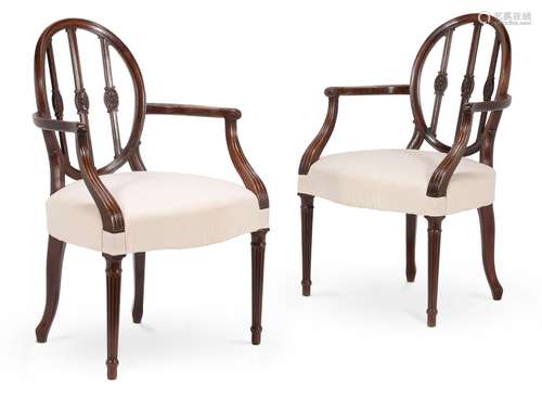 A SET OF EIGHT LATE GEORGE III MAHOGANY DINING CHAIRS, CIRCA...