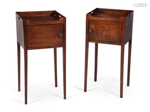 A PAIR OF GEORGE III MAHOGANY BEDSIDE CUPBOARDS, CIRCA 1790