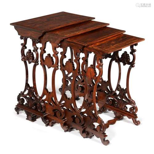 Y A WILLIAM IV ROSEWOOD NEST OF QUARTETTO TABLES, BY ARTHUR ...