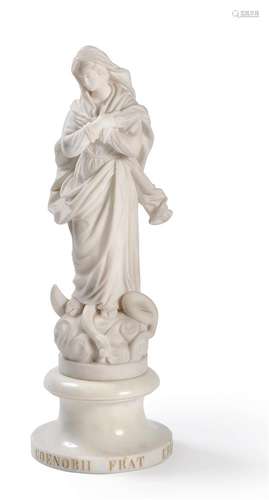 AN ITALIAN CARVED MARBLE FIGURE 'OUR LADY OF LOURDES', EARLY...