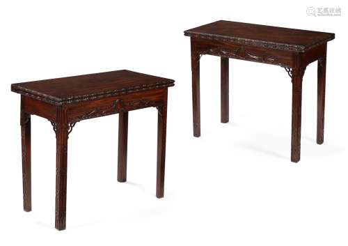 A PAIR OF EARLY GEORGE III MAHOGANY FOLDING TABLES, CIRCA 17...