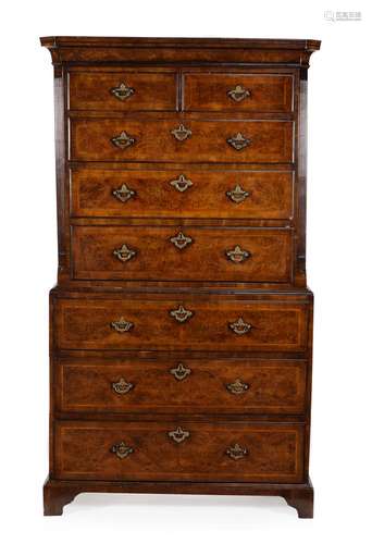 A George II walnut chest on chest