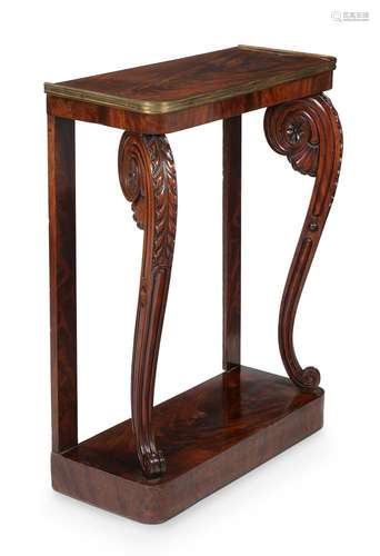 A GEORGE IV MAHOGANY AND GILT BRASS MOUNTED CONSOLE TABLE, C...