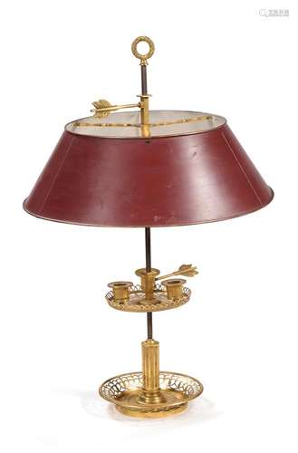 A DIRECTOIRE ORMOLU BOUILLOTTE LAMP, LATE 18TH/EARLY 19TH CE...