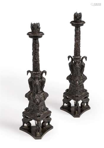 AFTER GIOVANNI BATTISTA PIRANESI, PAIR OF CANDLESTICKS, 19TH...