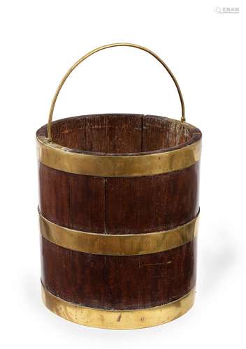 A GEORGE III MAHOGANY AND BRASS BOUND BUCKET, SECOND HALF 18...