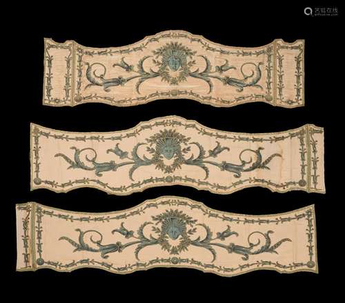 A SUITE OF ITALIAN OR FRENCH SILK BALDAQUIN BED PANELS, 18TH...