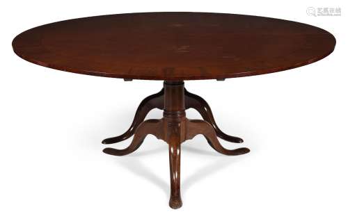 A MAHOGANY TWIN PEDESTAL DINING TABLE, CIRCA 1780 AND LATER