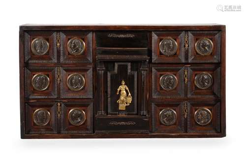 AN ITALIAN WALNUT AND EBONISED 'MEDAL CABINET', LATE 17TH/EA...