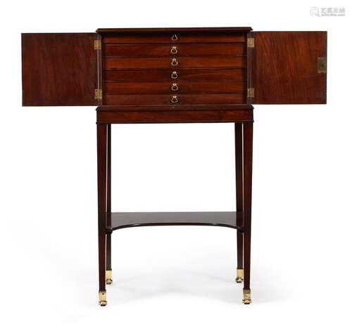 AN EARLY GEORGE III MAHOGANY COLLECTORS CABINET ON STAND, CI...