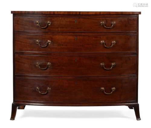 A GEORGE III MAHOGANY BOWFRONT CHEST OF DRAWERS, CIRCA 1810,...