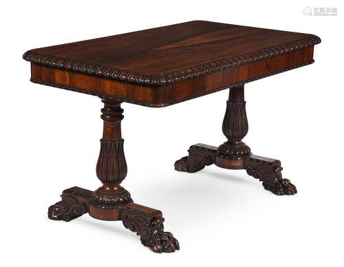 Y A GEORGE IV ROSEWOOD LIBRARY TABLE, CIRCA 1825, IN THE MAN...