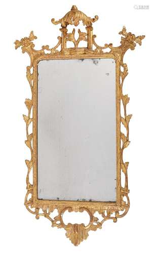 A GEORGE III CARVED GILTWOOD WALL MIRROR, CIRCA 1770