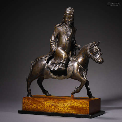 清 铜骑马高士像