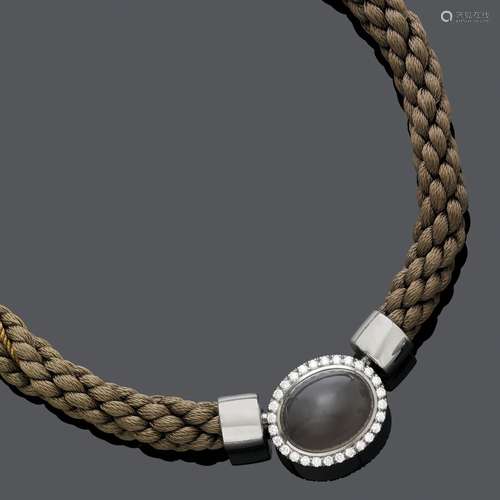 COLLIER OR DIAMANT PIERRE DE LUNE, JOCHEN POHL. Or blanc 750...