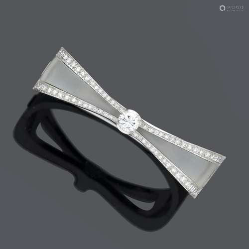 BRACELET EN OR EN CRISTAL DE ROCHE ET DIAMANT. Or blanc 750,...