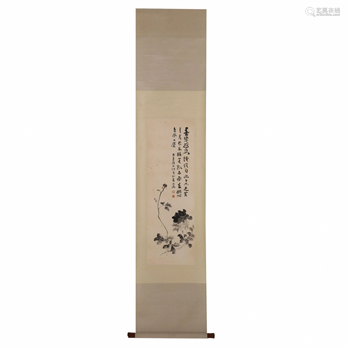 ZHANG DAQIAN FLOWER BLOOM SCROLL PAINTING