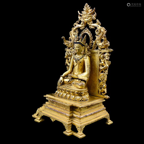 QING GILT BRONZE BUDDHA VAJRADHARA