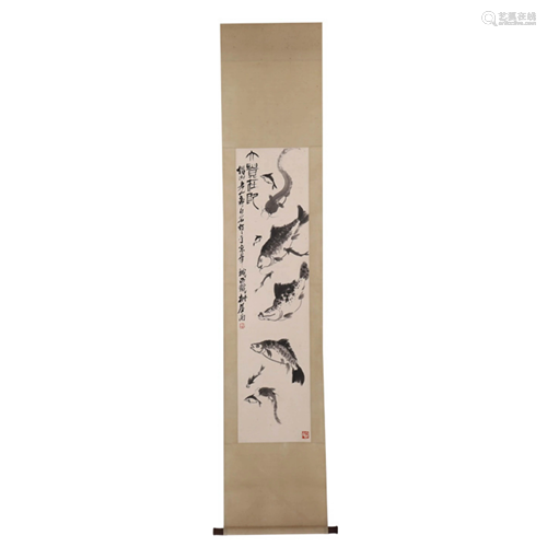 QI BAISHI CARPS PAINTING SCROLL