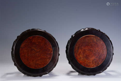 A PAIR OF CHINESE HARDWOOD SCHOLAR-ITEM STANDS