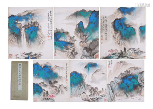 A CHINESE PAINTING ALBUM OF LANDSCAPES AND FIGURES