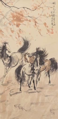 A CHINESE PAINTING OF HORSES