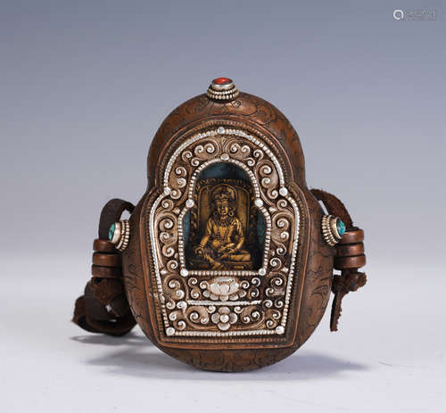 A CHINESE BRONZE PORTABLE BUDDHA STATUETTE