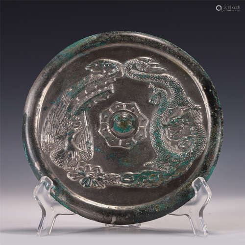 A CHINESE DRAGON PHOENIX BRONZE MIRROR