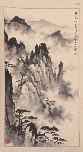 A CHINESE PAINTING OF MOUNTAIN SCENERY