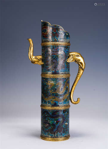 A CHINESE CLOISONNE DRAGON DUOMU POT