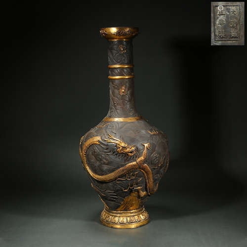 Gilt Bronze Vase from Qing Dynasty, China