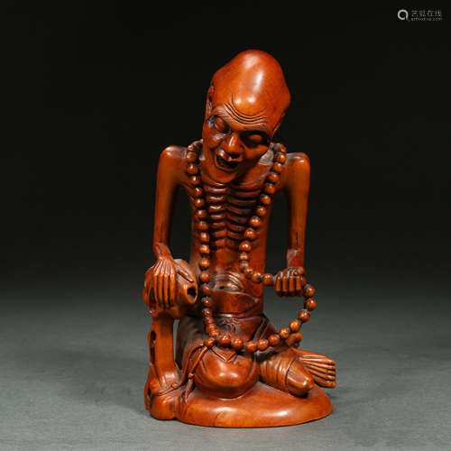 Boxwood Arhat Seat Statue, Qing Dynasty, China