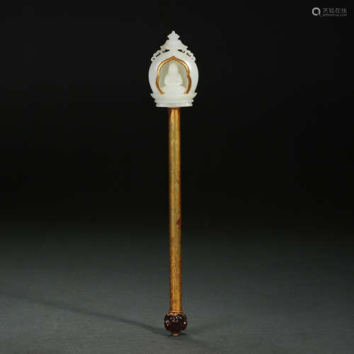 Hetian jade gilt scepter, China