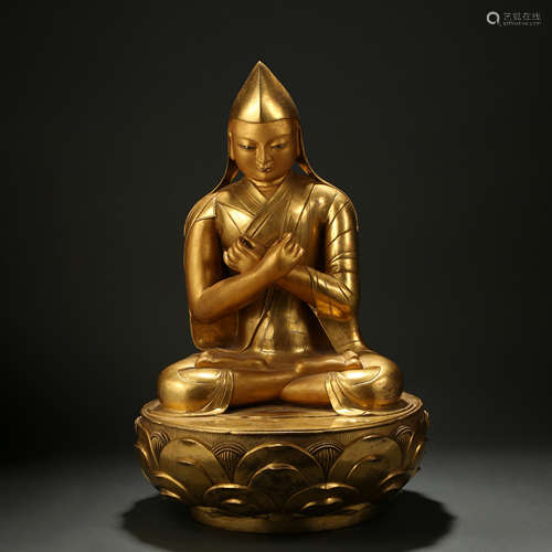 Gilt bronze Buddha statue, Qing Dynasty, China