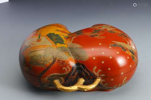 Lacquerware, peach-shaped food box, Qing Dynasty, China