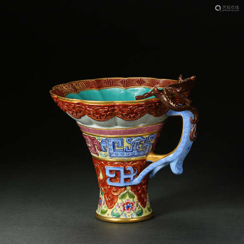 Famille rose handle cup, Qing Dynasty