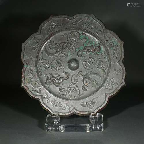 Chinese Tang Dynasty Running Beast Phoenix Mirror