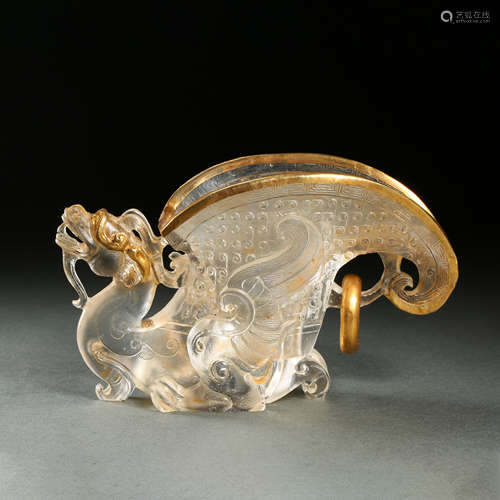 Silver gilt crystal cup, China