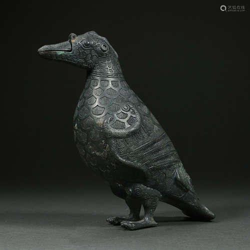 Chinese Bronze Bird Statue, chun qiu Warring States