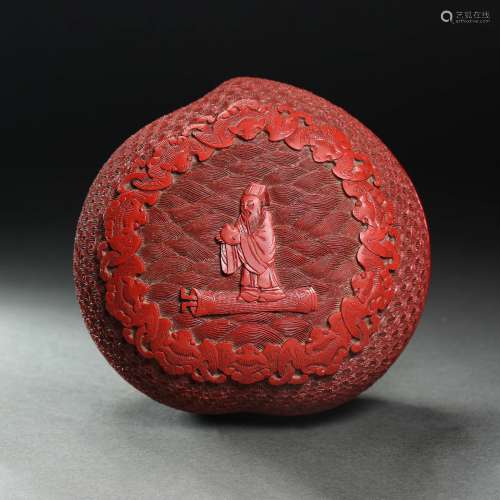 Lacquerware, peach-shaped box, Qing Dynasty, China