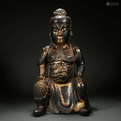 Gilt bronze Guan Gong statue, Ming Dynasty, China