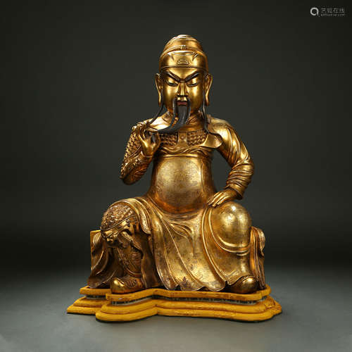 Gilt bronze statue of Guan Gong, Ming Dynasty, China