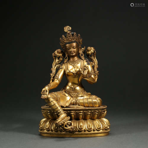 Gilt bronze Tara, Ming Dynasty, China