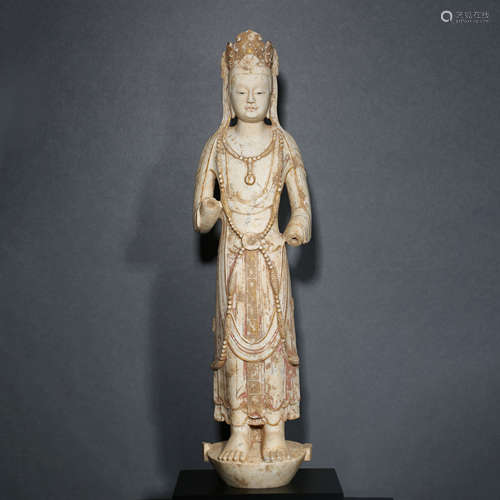 white marble Standing Bodhisattva, Northern Qi, China