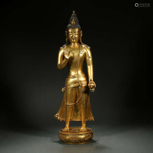 Gilt bronze Maitreya Bodhisattva, Qing Dynasty, China